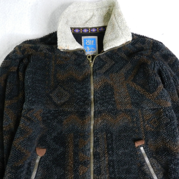 Vintage Kuhl Alf Fleece Jacket Size Small Aztec Hike Trail USA 90s - Picture 3 of 10